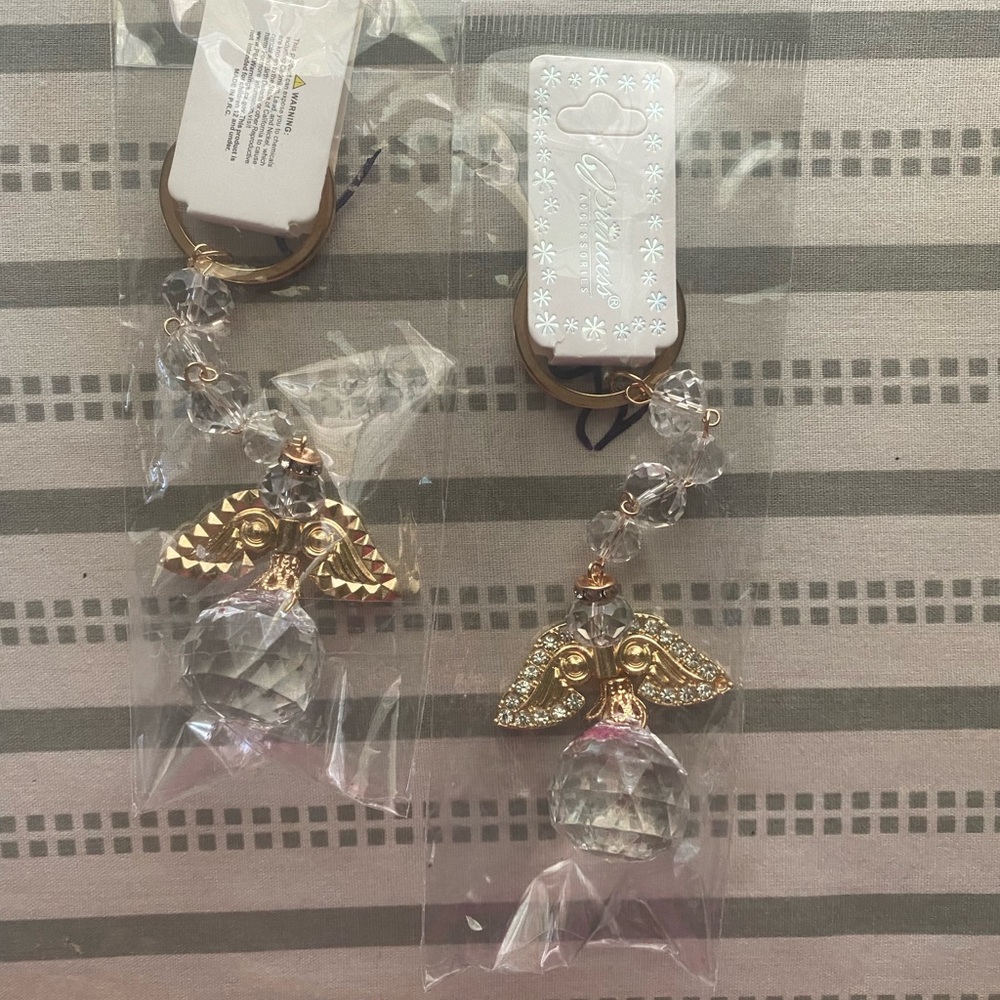 Gold Angel Crystal Keychains